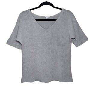 Standard James Perse | Grey Open Slub Waffle Knit Cotton Short Sleeve T-Shirt 0